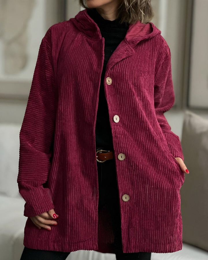 Elizabeth – Cozy Corduroy Hooded Jacket