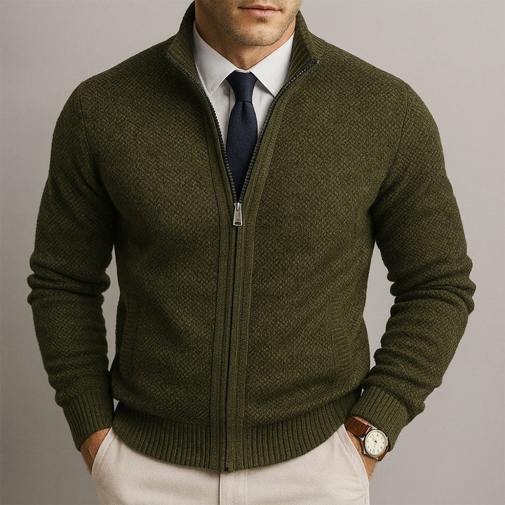 Diego – Merino Wool Zip-Up Cardigan