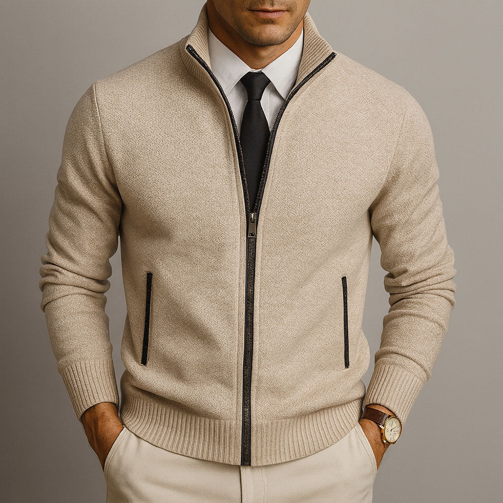 Diego – Merino Wool Zip-Up Cardigan