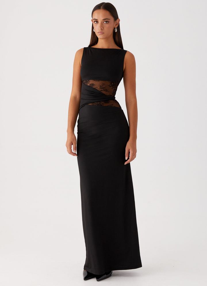 Eliana – Figure Flattering Maxi Dress with Subtle Cutouts and Delicate Lacing