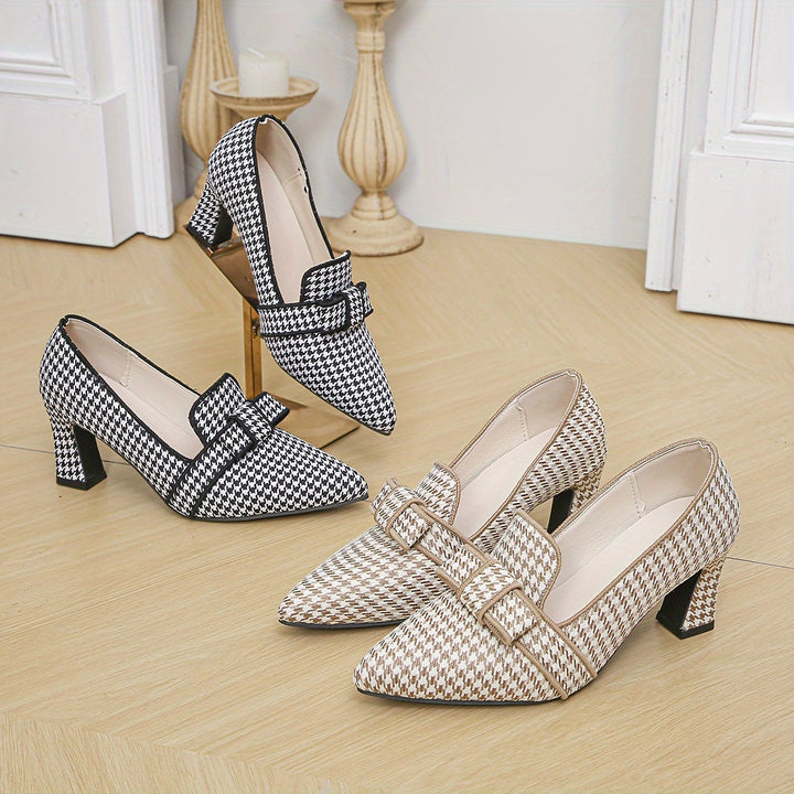 Leontine – Houndstooth Heeled Pumps