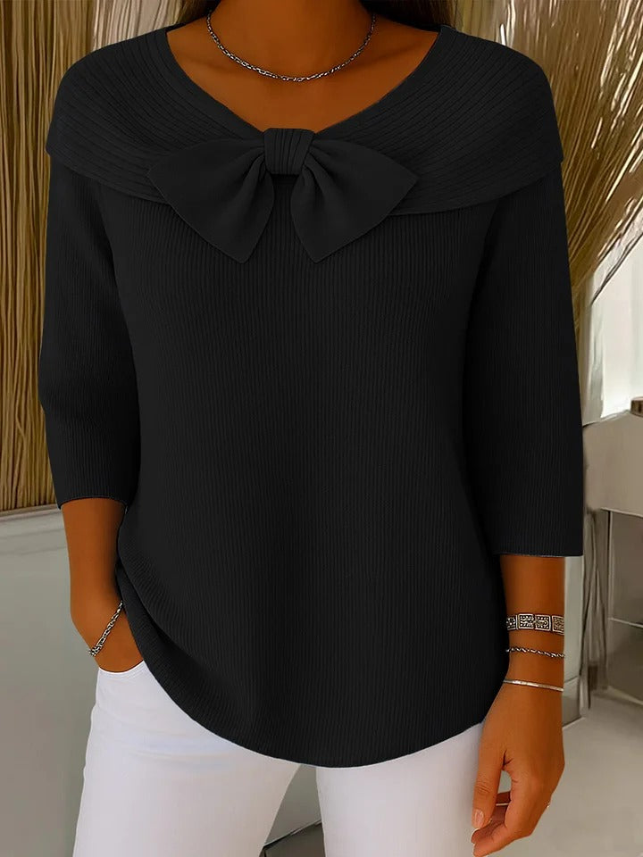 Amber – Cotton-Blend Sweater with Bow Detail