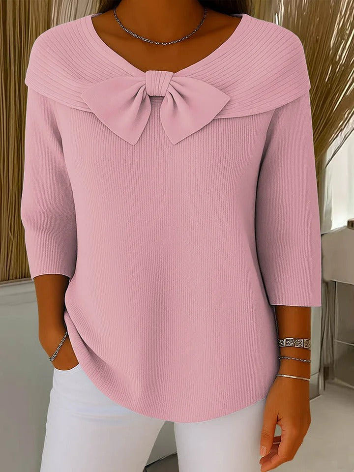Amber – Cotton-Blend Sweater with Bow Detail