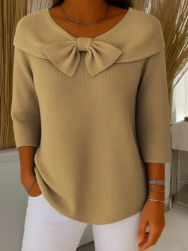 Amber – Cotton-Blend Sweater with Bow Detail
