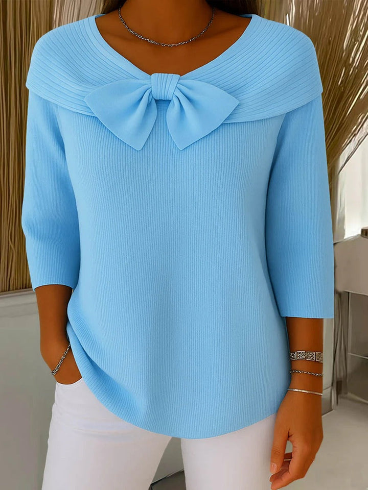 Amber – Cotton-Blend Sweater with Bow Detail