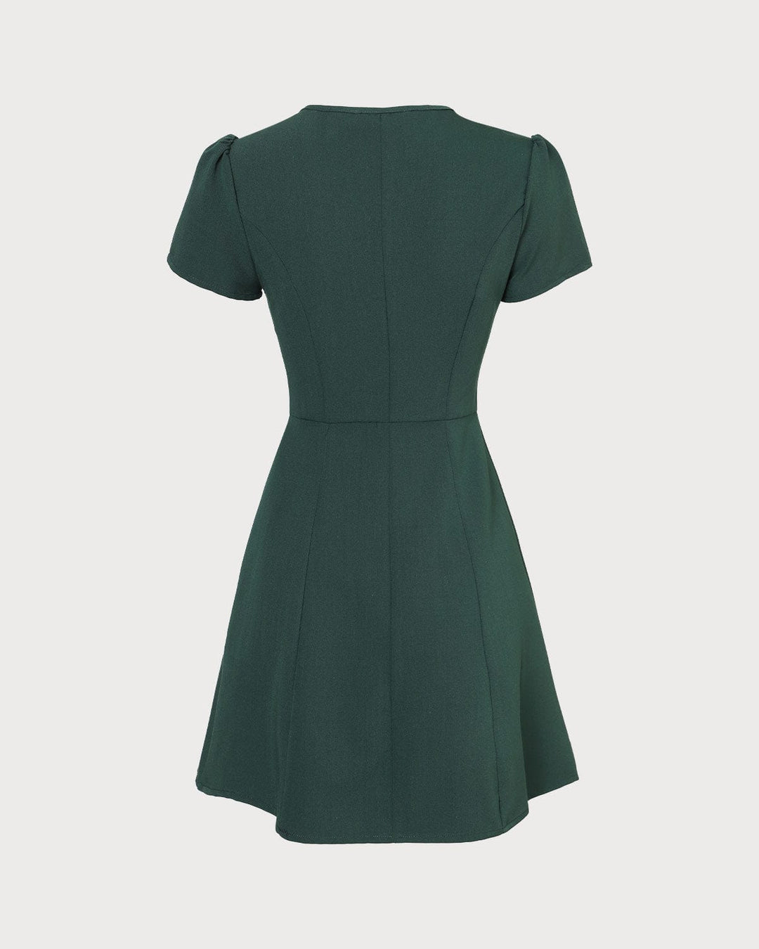 The Dark Green V Neck Button-up Shirt Mini Dress