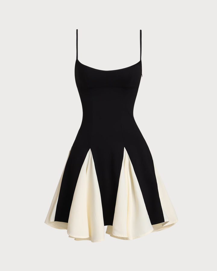 Black Contrast Slip Mini Dress