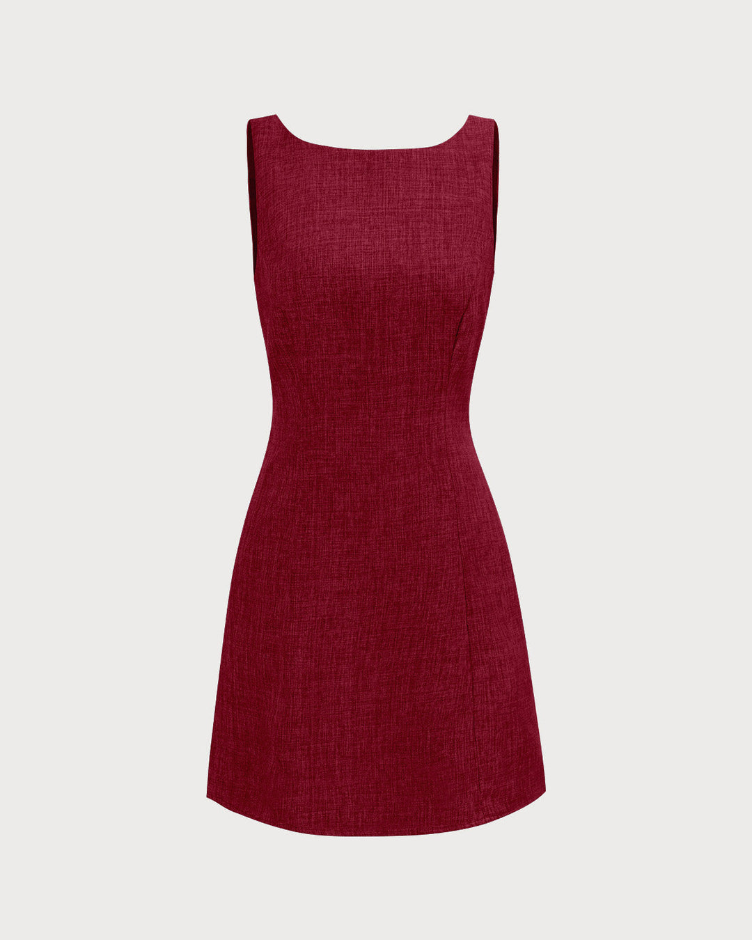 Red Boat Neck A-Line Sleeveless Mini Dress