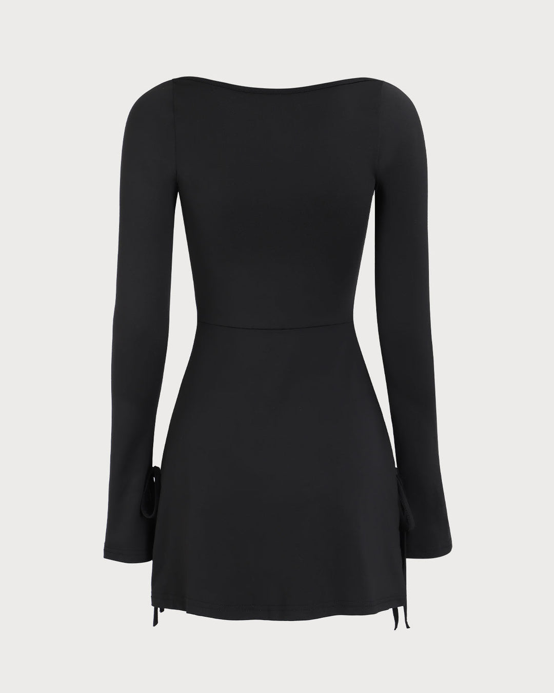 Women's Black Square Neck Long Sleeve Mini Dress