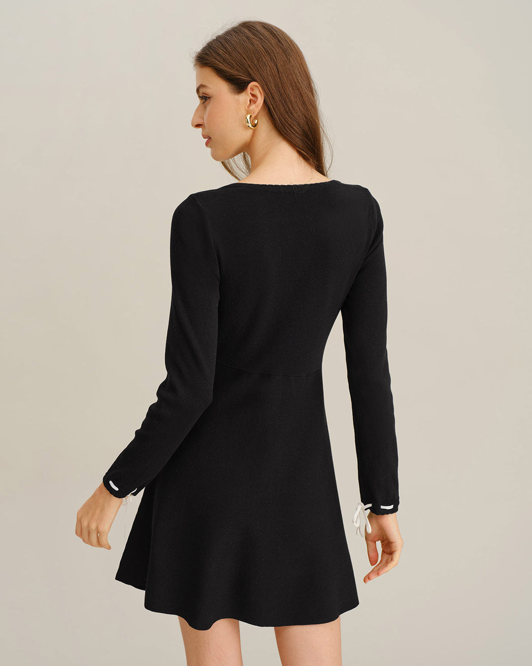 Black Contrasting A-Line Sweater Dress