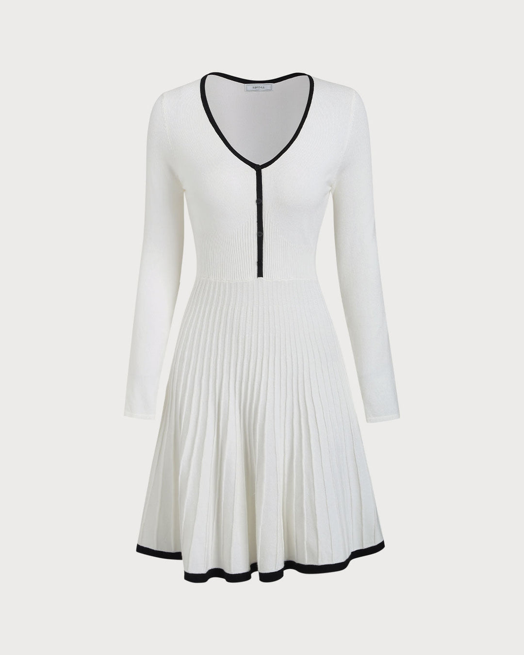 White Contrasting A-Line Sweater Dress