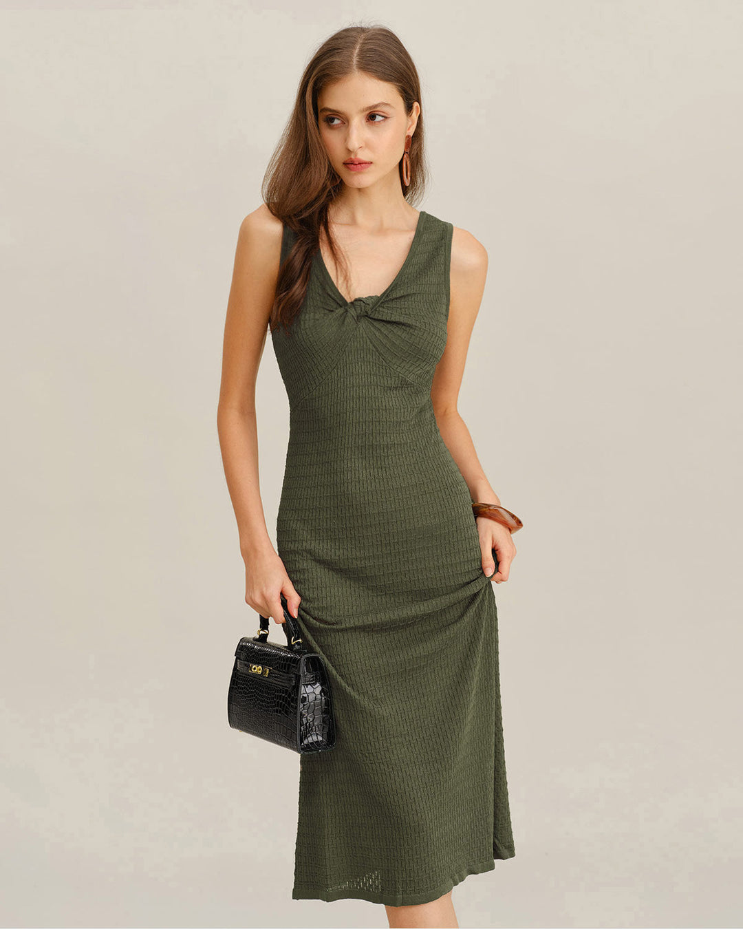 Army Green V Neck Sleeveless Sweater Dress Army Green V Neck Sleeveless Sweater Dress