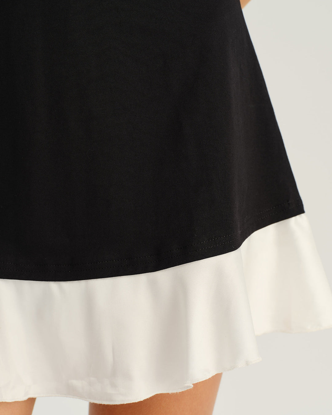 Black Contrasting A-Line Sleeveless Mini Dress