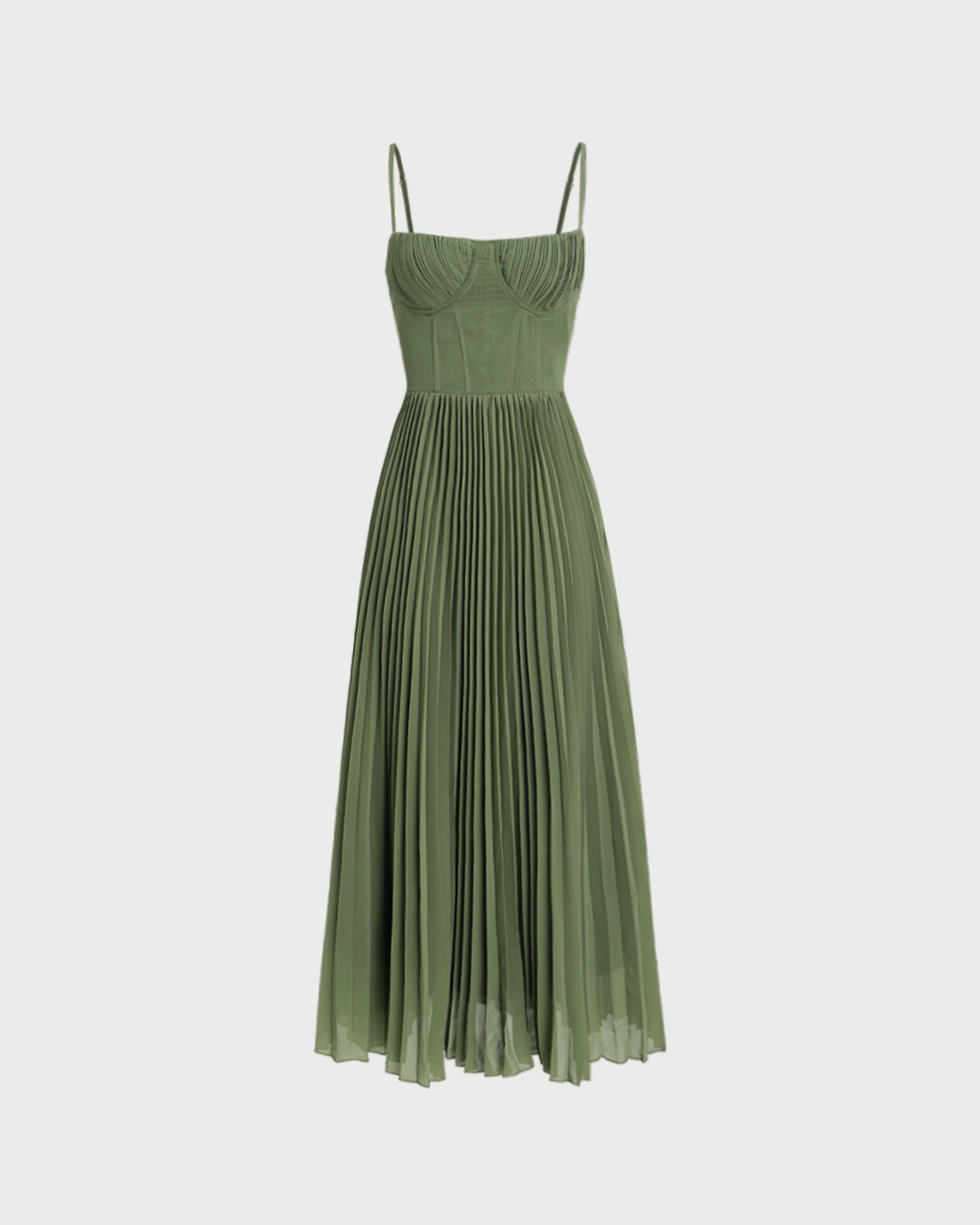 Green Sweetheart Neck Flowy Slip Maxi Dress