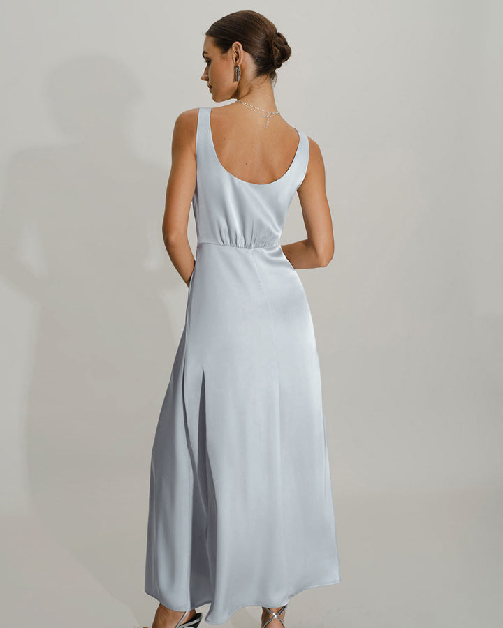 Grey A-Line Sleeveless Maxi Dress