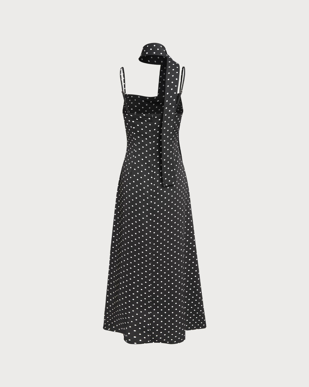 Black Polka Dot Cowl Neck Slip Maxi Dress