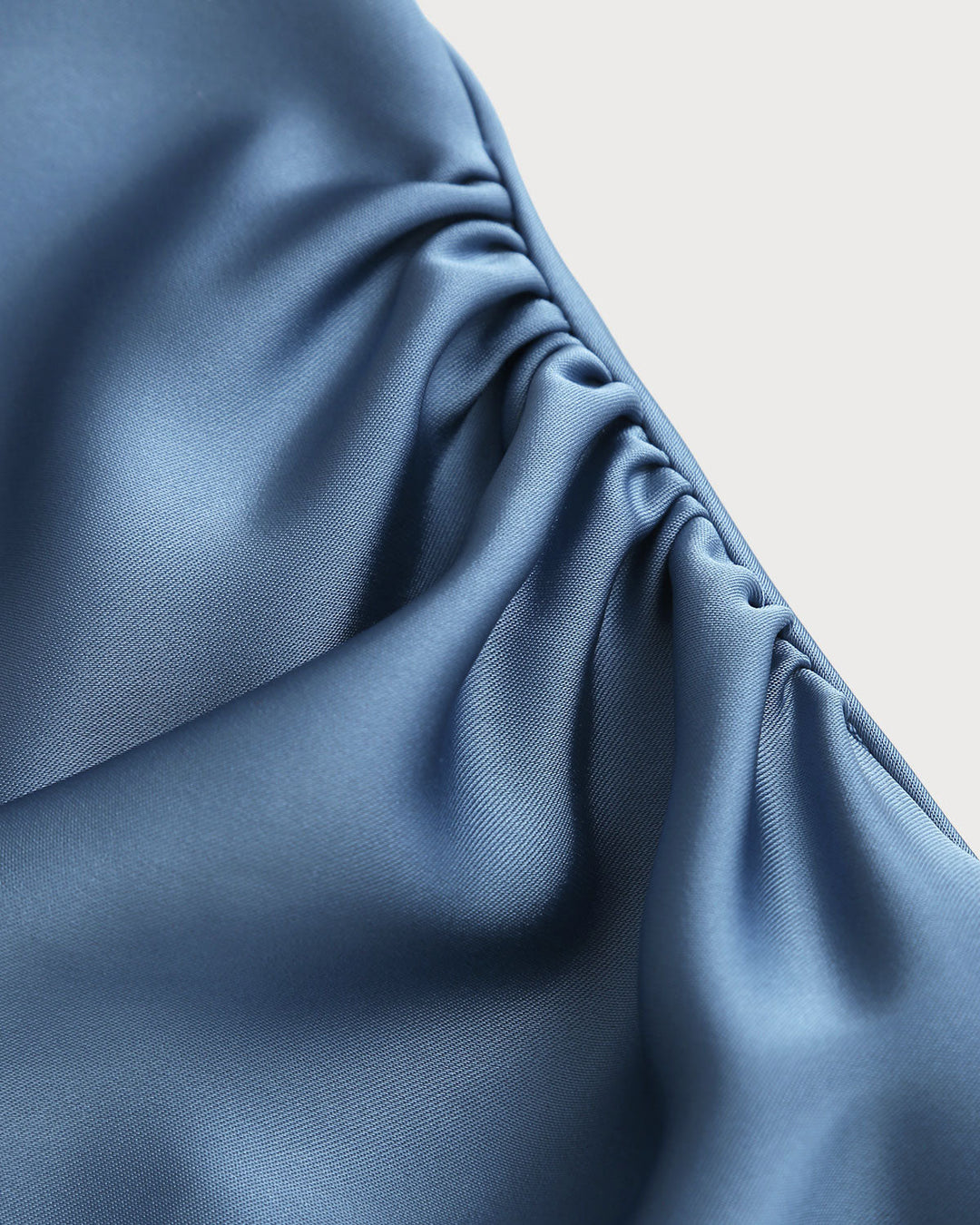 Blue Satin Boat Neck Slip Midi Dress