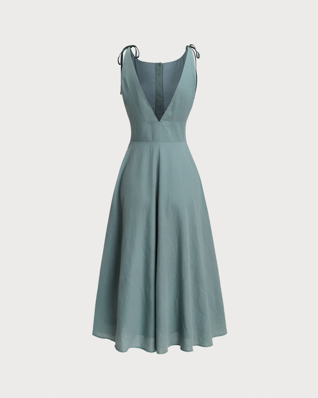 Green Boat Neck Backless Slip Midi Dress