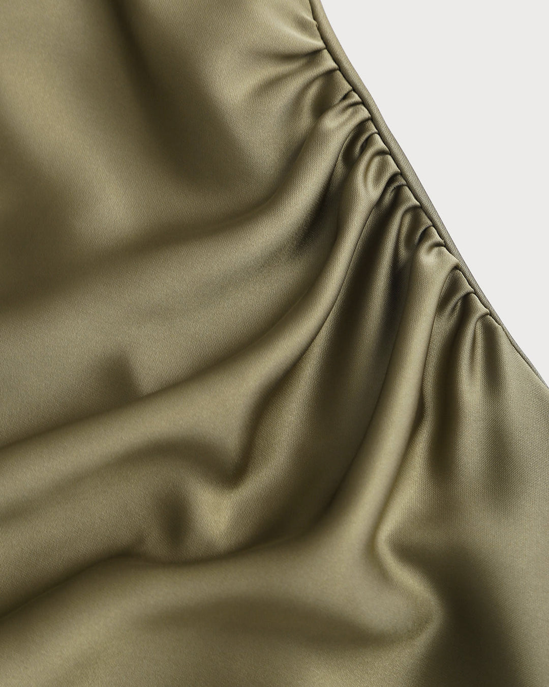 Green Satin Boat Neck Slip Midi Dress