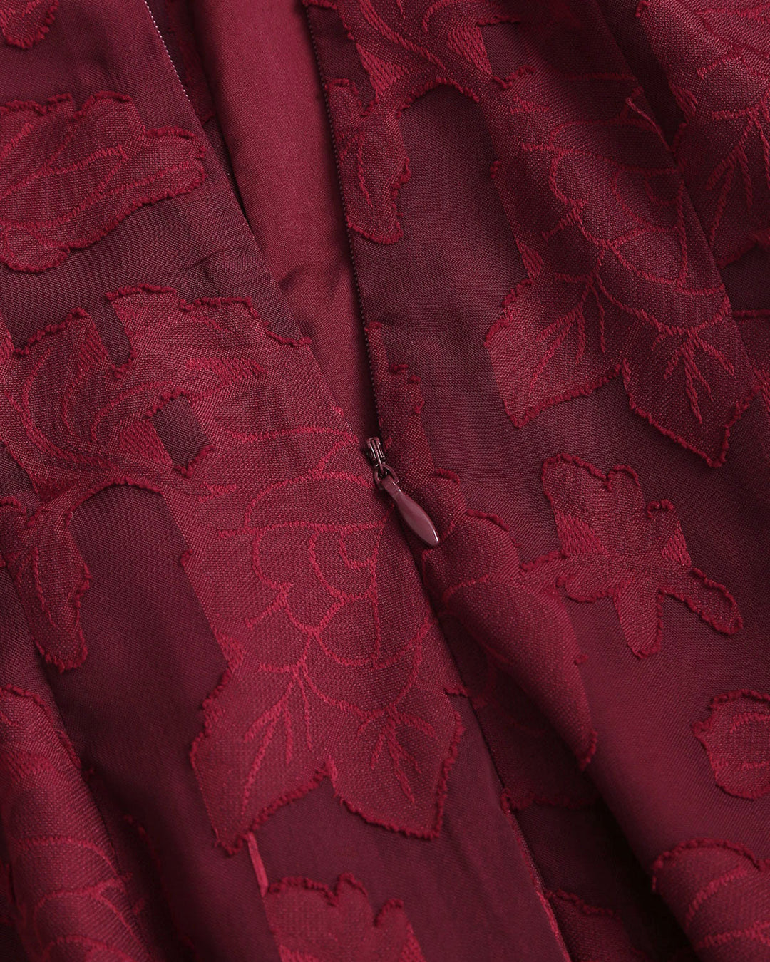 Red Jacquard Boat Neck A-Line Mini Dress