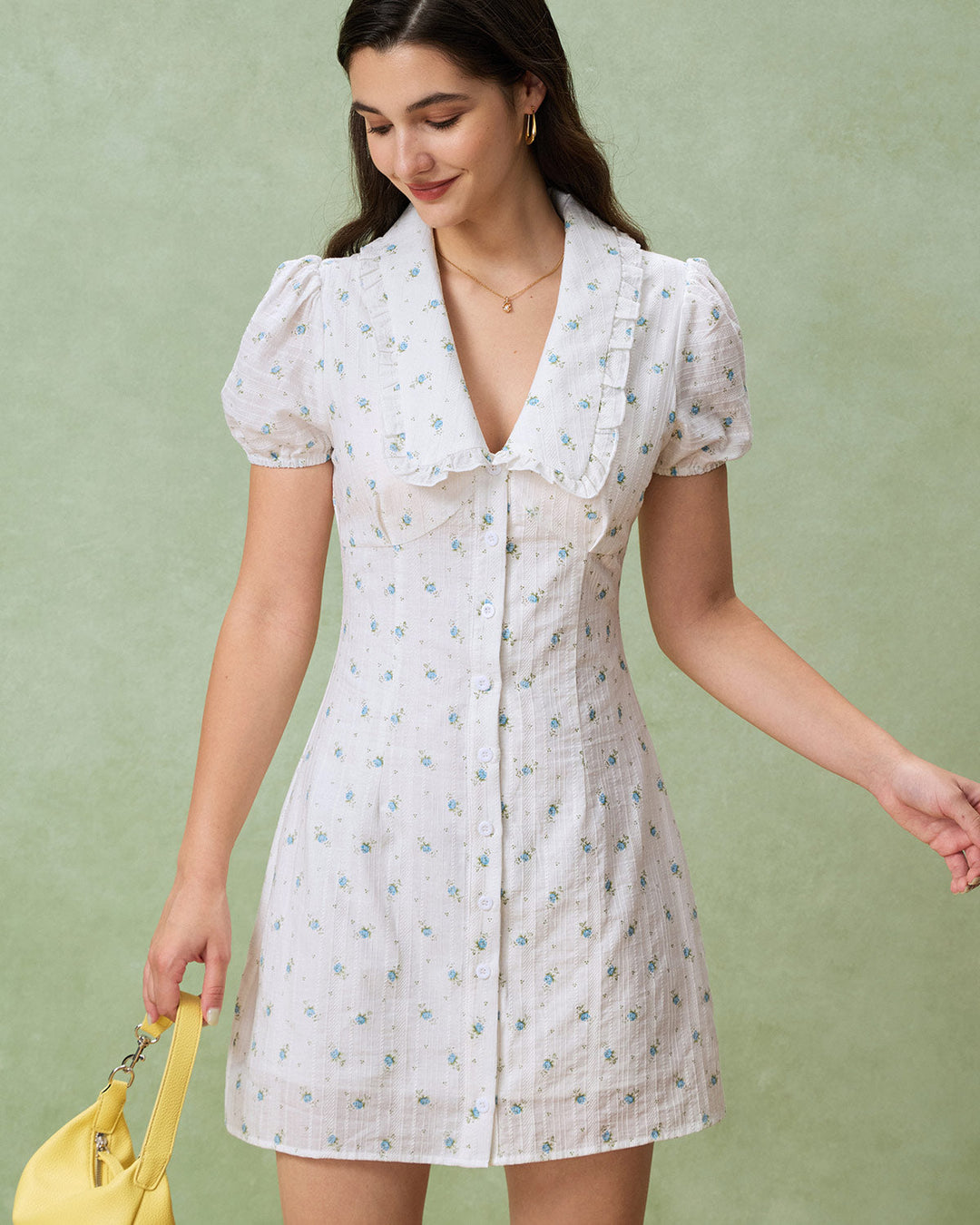 White Floral Chelsea Mini Dress