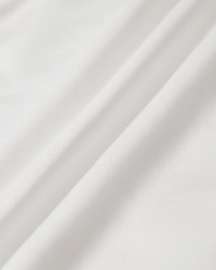 White Puffed Sleeve V Neck Midi Dress